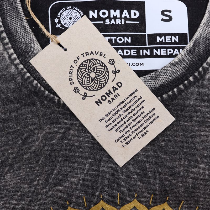 T-shirt Délavé - Mandala - Gris Foncé