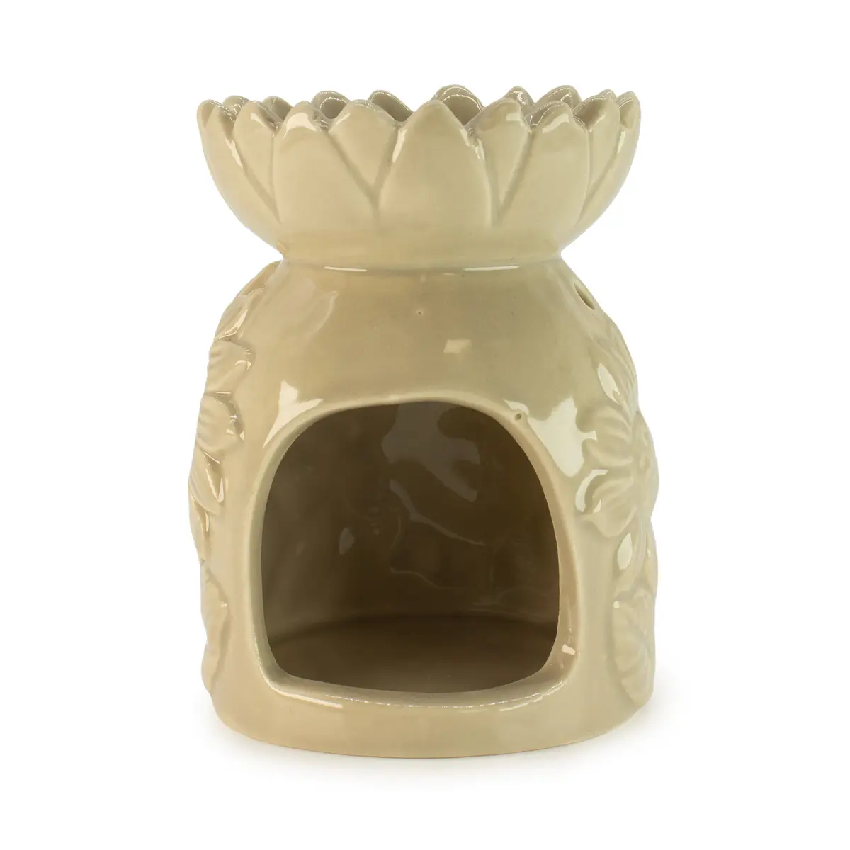 Ceramic Sunflower Oil Burner - Pastel Beige — Incense Burners · GlowDuty apothecary
