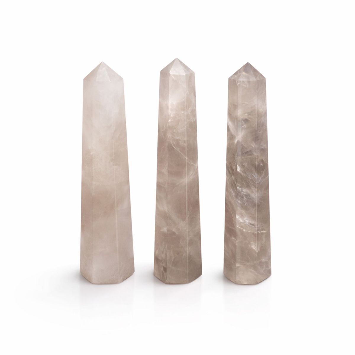 Ponta obelisco de seis faces em pedra preciosa, aproximadamente 11 cm - quartzo fumado
