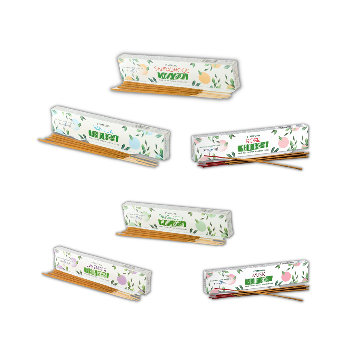 Caixas de Incenso Masala a base de Plantas Variadas - Lavanda, Almizcle, Patchouli, Rosas, Sândalo, Baunilha