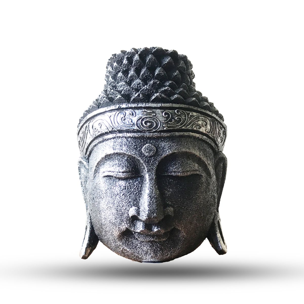 Decoração pra casa Cabeça de Buda - 25 cm - Prateado Brilhante