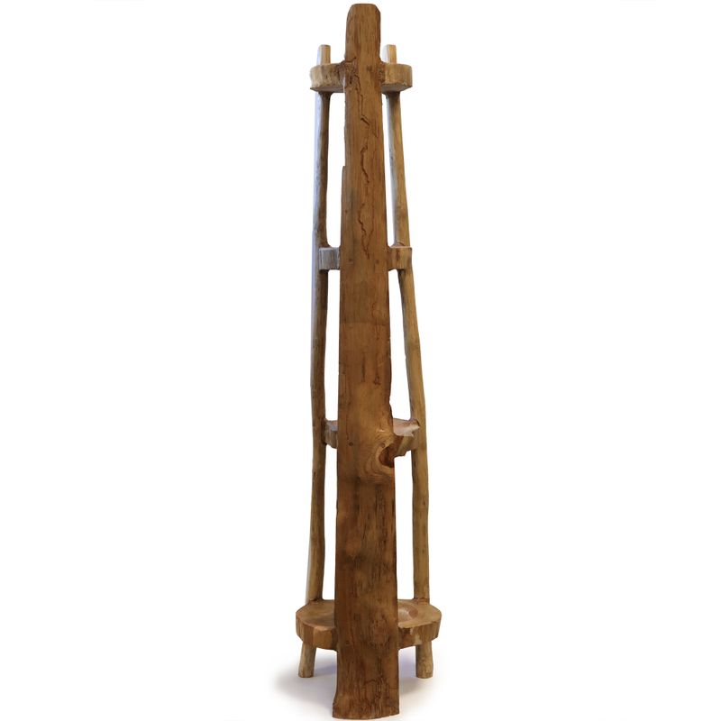 Meuble d'angle en Teck Naturel 4 étagères - 135cm de hauteur