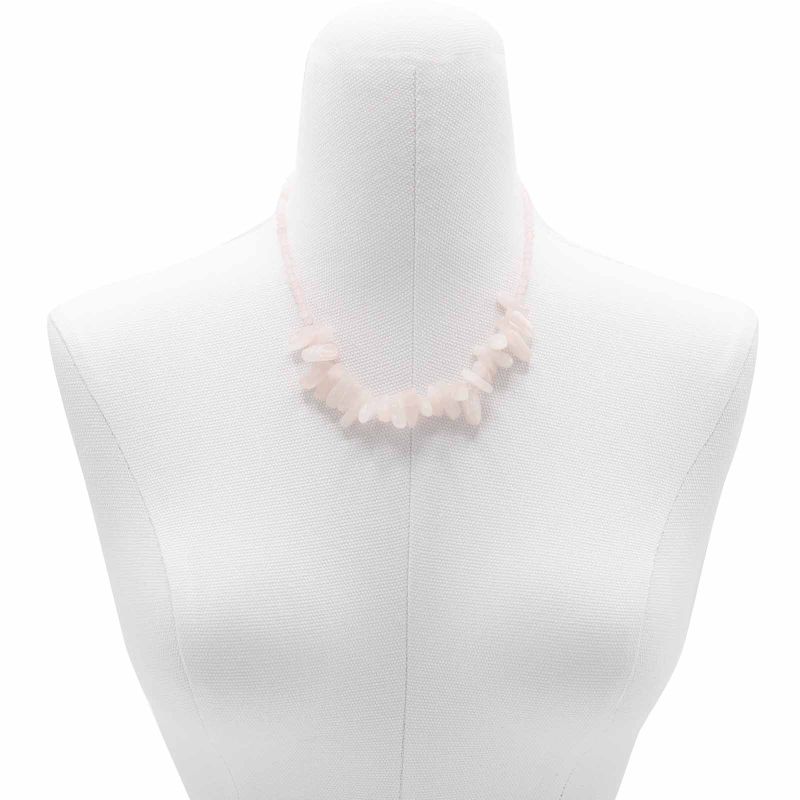 Collier de Gemmes Longues - Quartz Rose