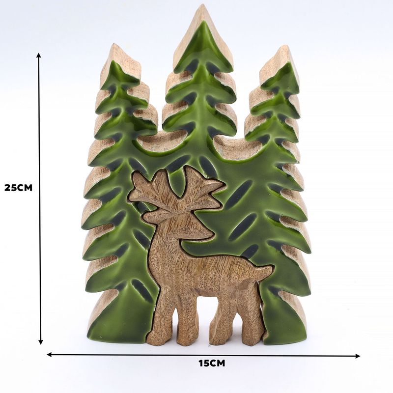 Izgubljeni u Šumi - Jelen u Šumi 3D Drveni Ukras - 25x15cm