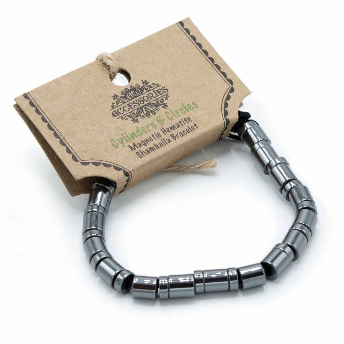 Pulseira Magnética Shamballa de Hematite - Círculos e Cilindros