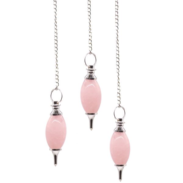 Pêndulo de Pedras Preciosas em Forma de Lingam - Quartzo Rosa