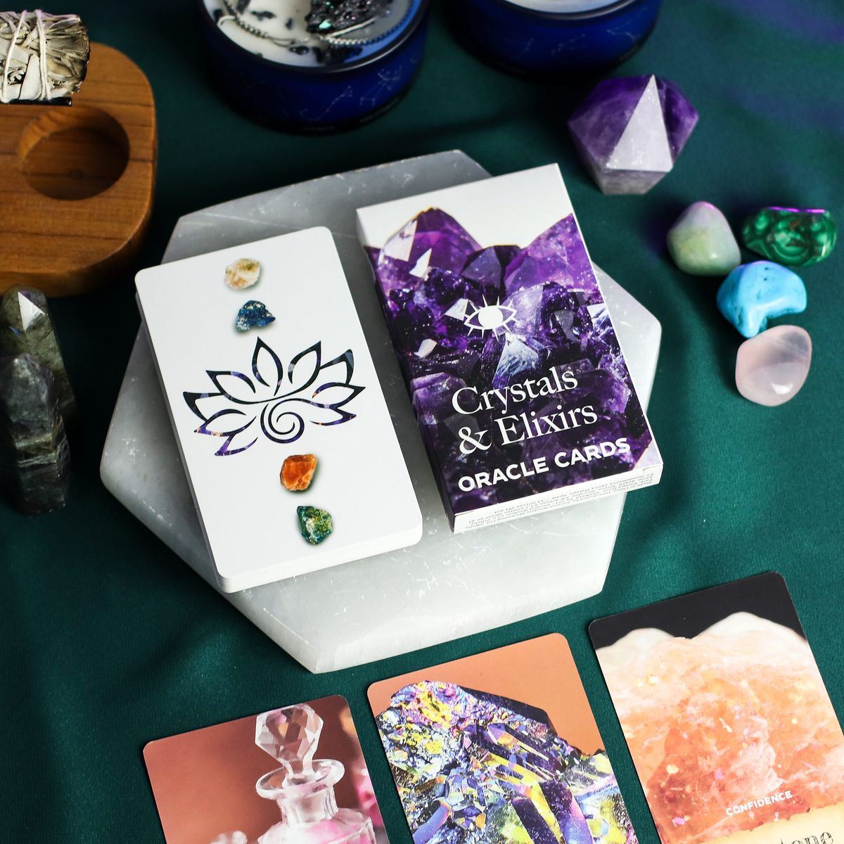Cartas do Oráculo de Cristais e Elixires – Baralho de Energia Curativa