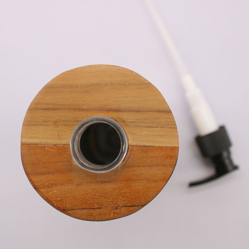 Distributeur de Savon en Teck Naturel - Rond
