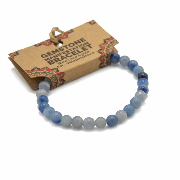 Bracelet de Manifestation en Gemmes - Agate Dentelle Bleue - Indépendance