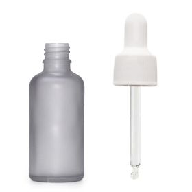Sticlă Mată Gri Cu Pipetă Albă, 30ml