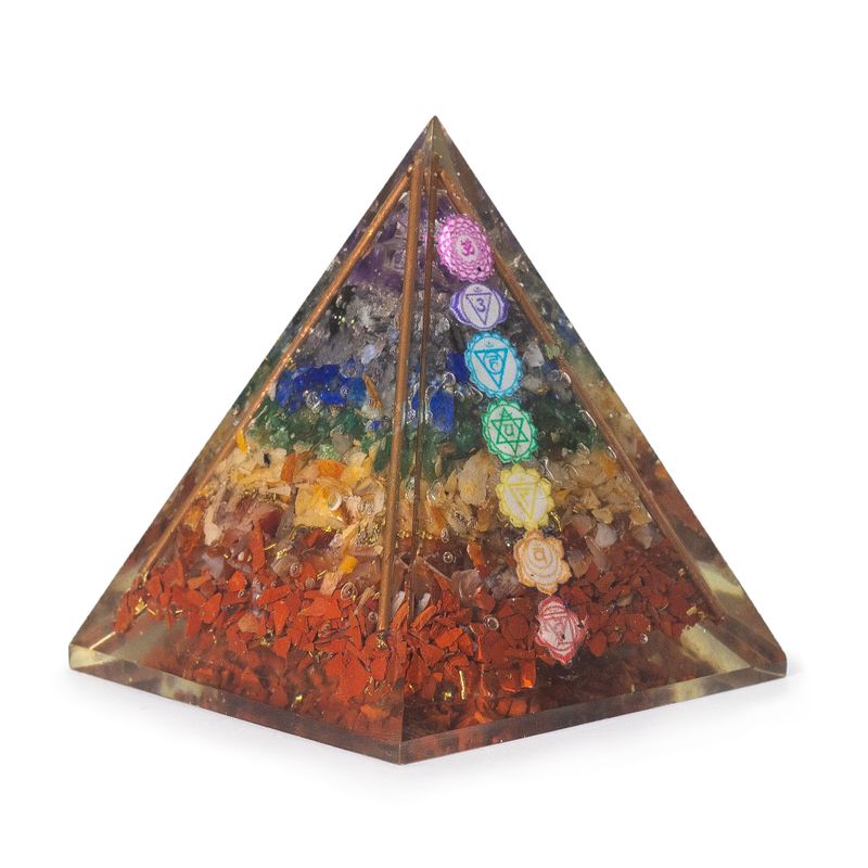 Med Organite Pyramids 7x6cm - Copper Bars - 7 Charkra Chips