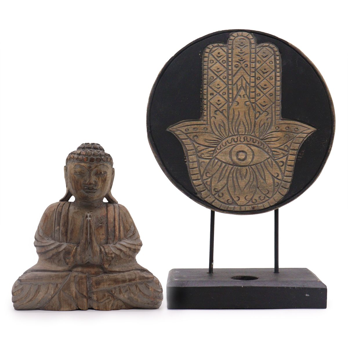 Conjunto Buda Feng Shui - Hamsa - Cinza