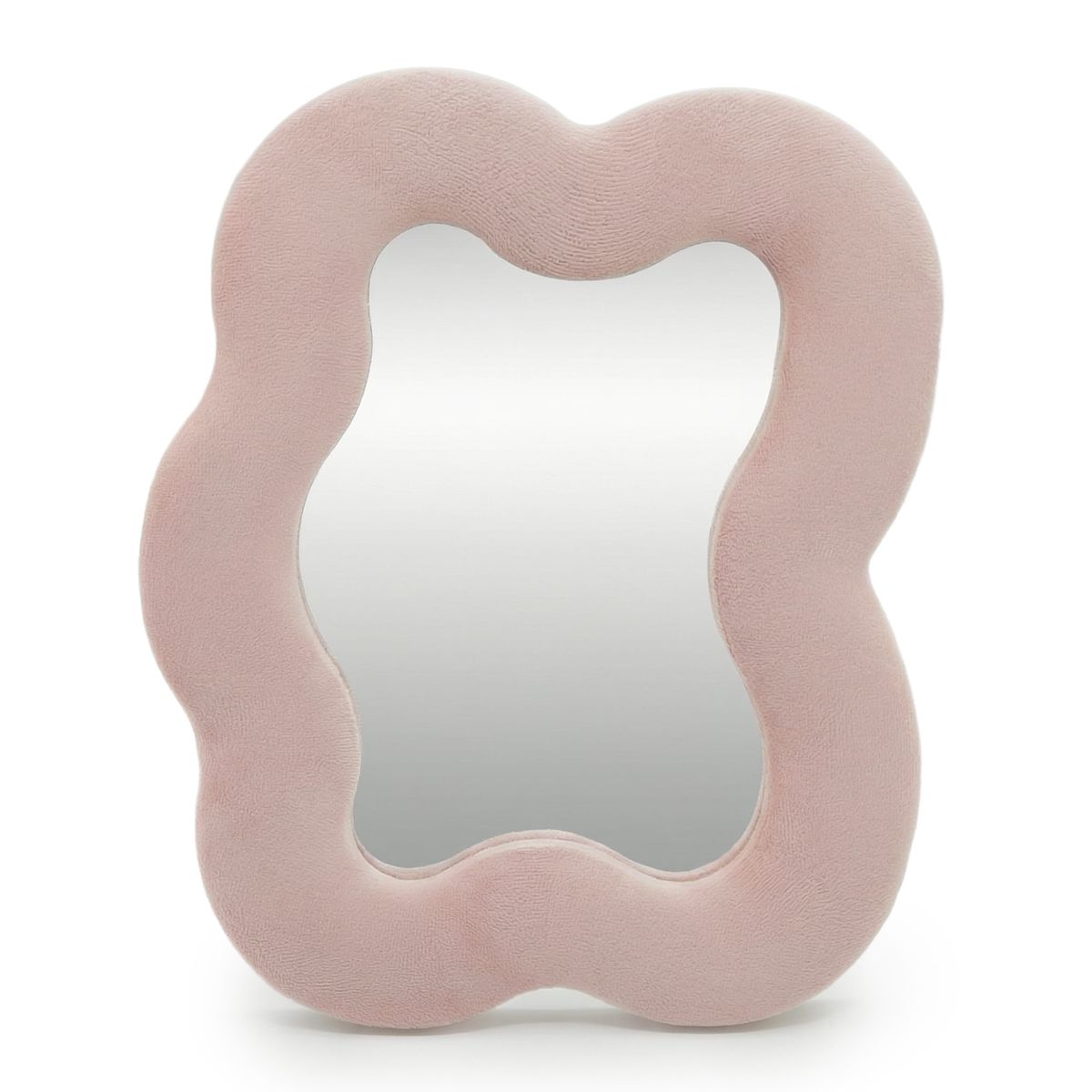 Espelho suave e ondulado – Seixo quadrado – Rosa suave (22,5 x 27 x 2,3 cm)
