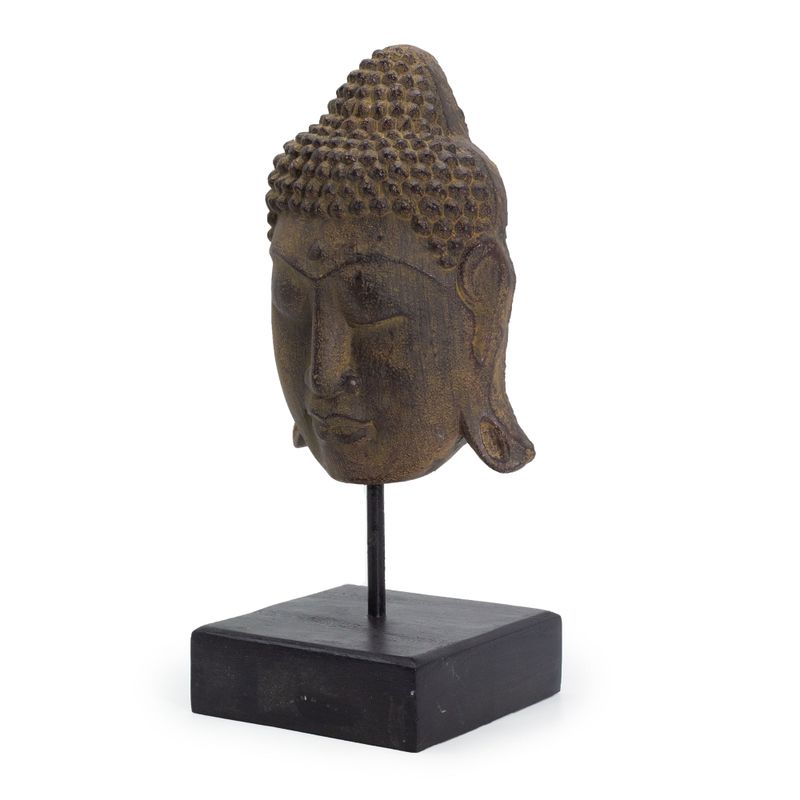 Grande Tête de Bouddha de la Sérénité sur Support - Gris