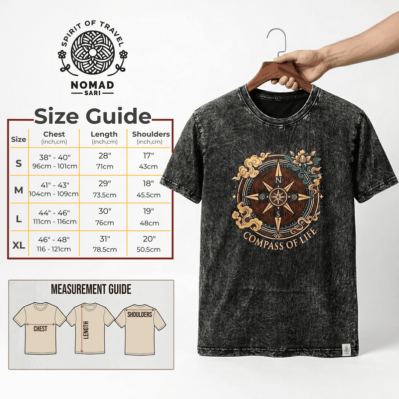 Nomad Sari Camiseta de algodón lavado a piedra - Rebel - Carbón - Grande