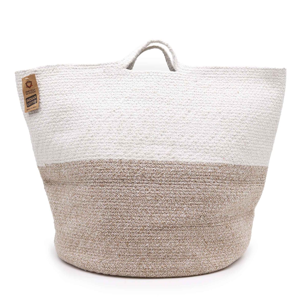 Cesto grande de cordão de algodão 45x40 cm - Bege