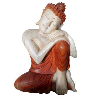 Estátua de Buda Esculpida à Mão - 30 cm Pensativo