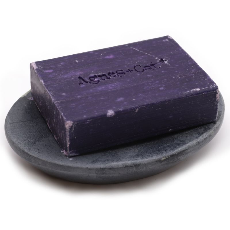 Porte-savon en pierre à savon grise 10x12cm - Ovale classique