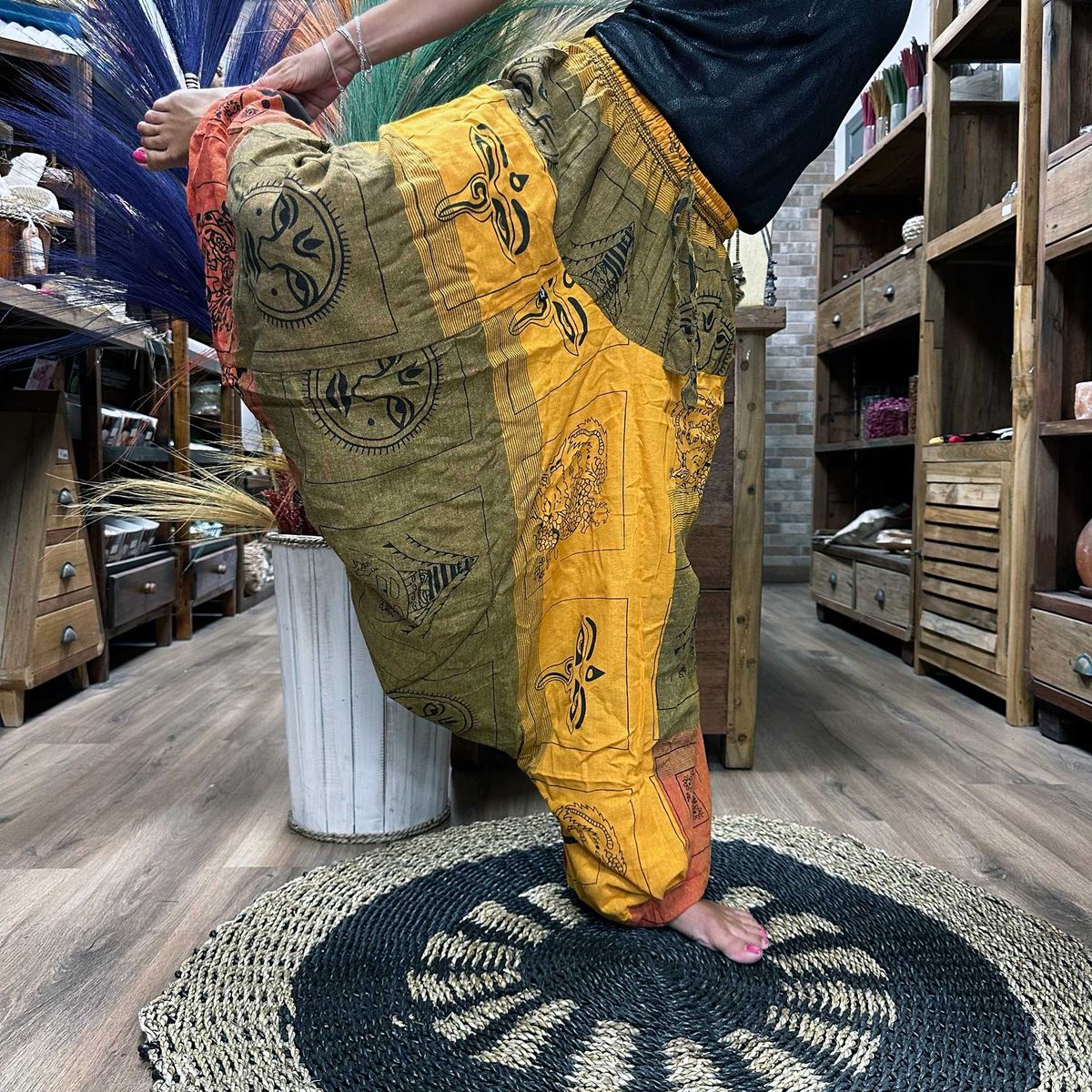 Calças de ioga e festivais - Aladdin Himalayan Estampado em laranja